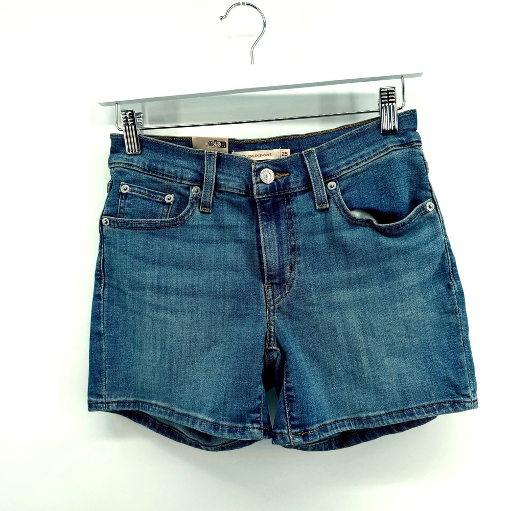 Levi's Denim Shorts Mid Length Size 25 Blue Womens Jean Shorts NWT Summer Casual